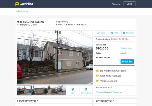 GovPilot online real estate auction services