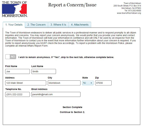 govpilot-complaint-form