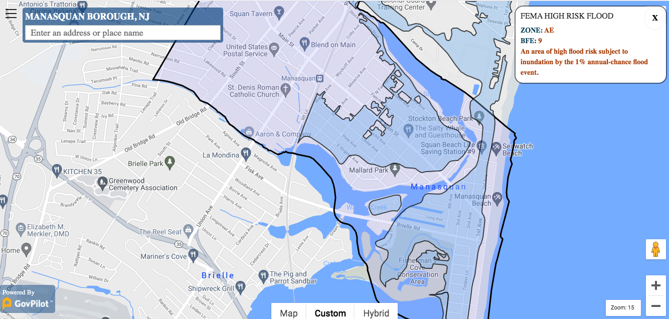 GovPilot GIS map of Manasquan, NJ